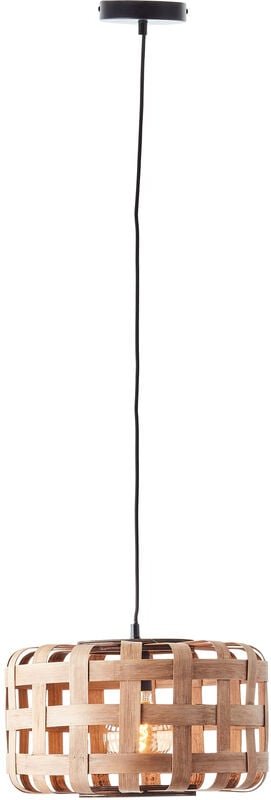 Lampe Woodline Pendelleuchte 1flg bambus 36cm Metall/Textil braun 1x A60, E27, 60 w - Brilliant