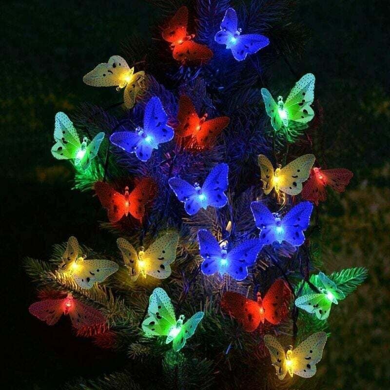 Solar-Lichterkette, 20 LEDs, Schmetterling, 4,8 m, mehrfarbig, wasserdicht, Solar-Lichterkette, Solarlicht für draußen, ...
