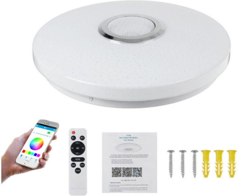 Ulisem - 36W led Deckenleuchte mit Bluetooth Lautsprecher, Smart mit Fernbedienung und app Steuerung, rgb Farbwechsel, E...