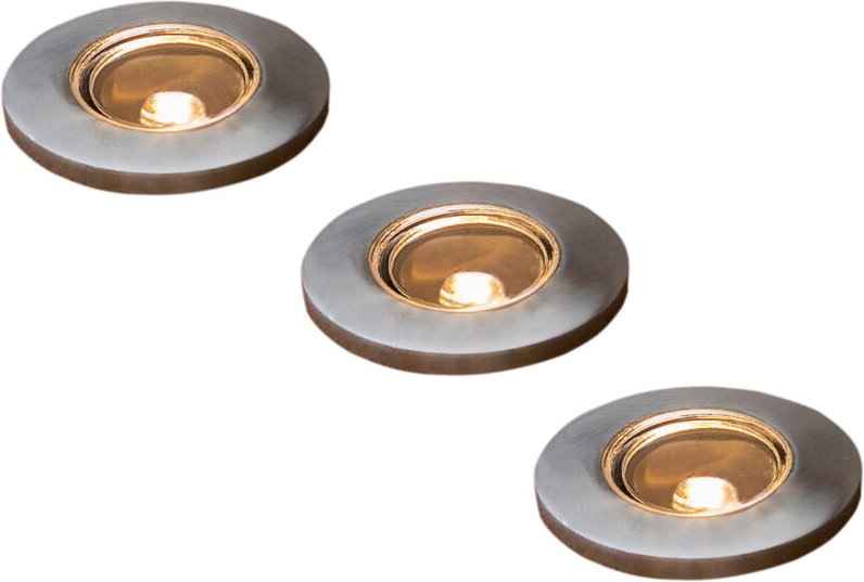 Konstsmide Lighting - Erweiterungs 3er set Mini Bodeneinbauspots Edelstahl/Glas Ø3,5cm IP44, G4