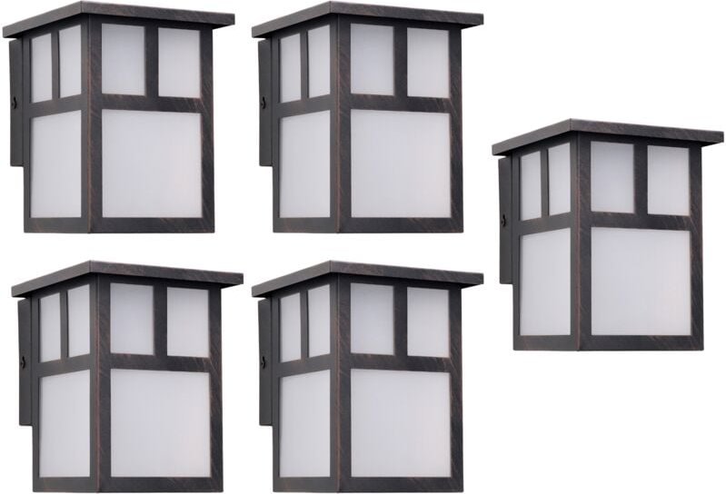 Osaka (5 unidades) Aplique de Pared Exterior Rústico de Estilo Japonés. Bombilla E27. Lámpara Jardín IP23 Marrón Óxido -...