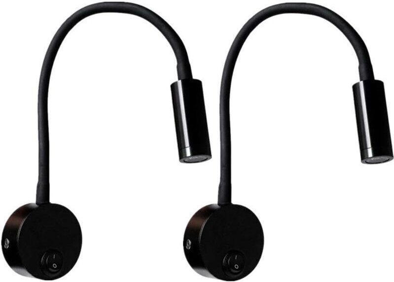 Stück schwarze 3-W-Wandleselampe, flexible, verstellbare Wand- und Schreibtischlampe aus Aluminium mit LED-Schalter und ...