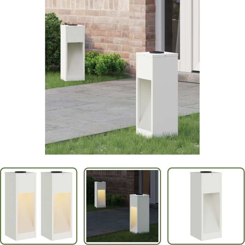 Wegeleuchte - Solar LED Wegeleuchte 2 pcs Weiß Kalt gewalzter Stahl