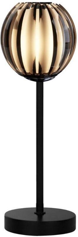 Searchlight Blossom Tischlampe aus schwarzem Metall und geräuchertem Acrylschirm