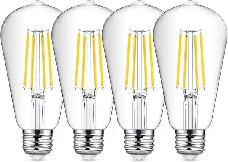 E27 ST64 LED-Filamentlampe, Vintage-Kaltweiß, 8 W, 6500 K, Vintage-Edison-Glühbirne, Retro-Antiklampe, entspricht einer ...