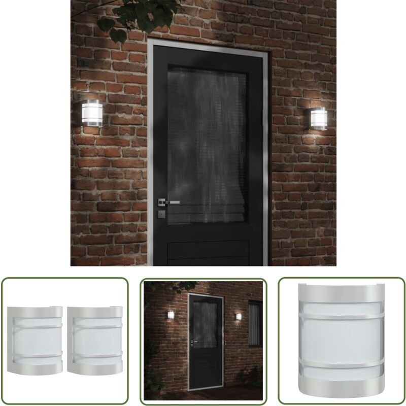 Außenwandleuchten 2 Stk. Silbern Edelstahl - Outdoor-Beleuchtung - Wandleuchte - Edelstahl - Glas - Silber - The Living ...