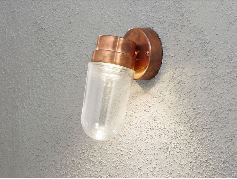 Konstsmide - Industrial led Außenwandleuchte vega Kupfer massiv & Klarglas, Höhe 24,5cm