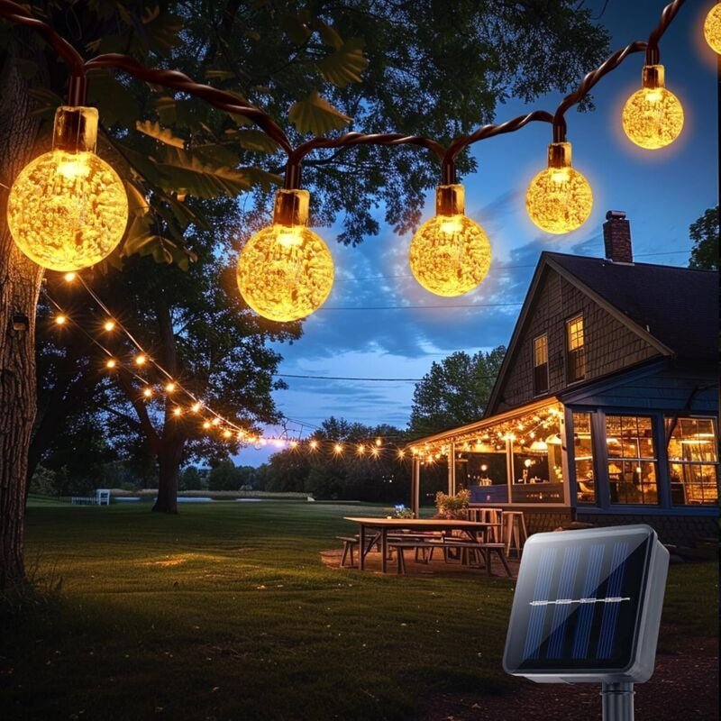 Solar Lichterkette Außen, 12m, 100 LED, 8 Modi, IP65, LED Solar Gartenbeleuchtung, Wetterfest, für Garten, Balkon, Deko,...