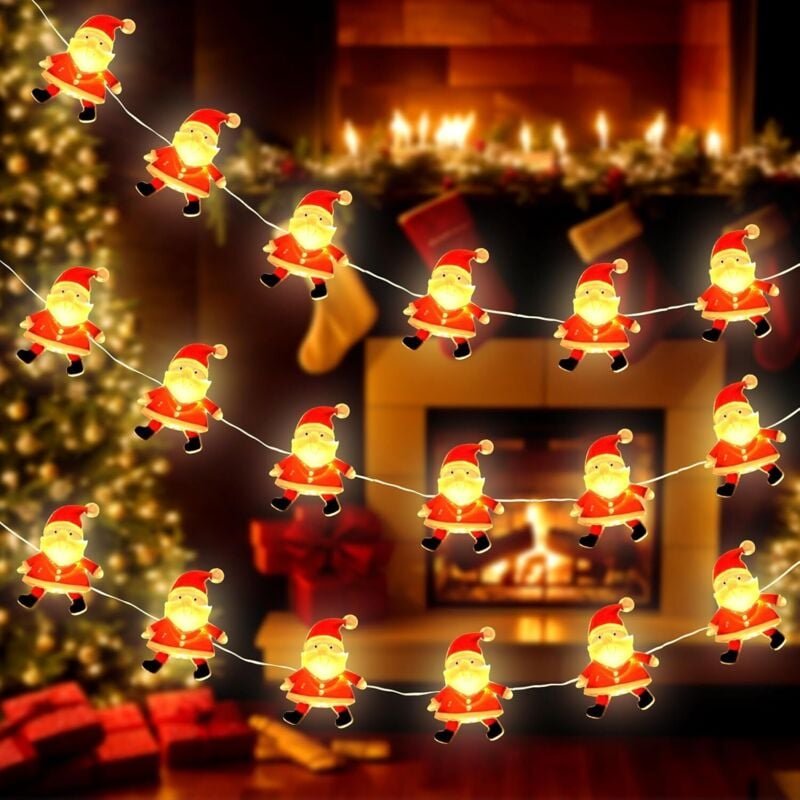 Thumbnail - Weihnachtsbeleuchtung, 2 m, 20 LEDs, batteriebetrieben, wasserdicht, Dekoration für drinnen und draußen, für Baum, Garte...