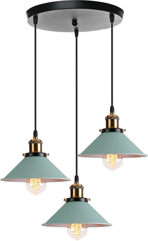 Pendelleuchte Vintage Kronleuchter mit Ø22cm Metall Lampenschirm Hängelampe Edison Art Lampe für Esszimmer Wohnzimmer Re...