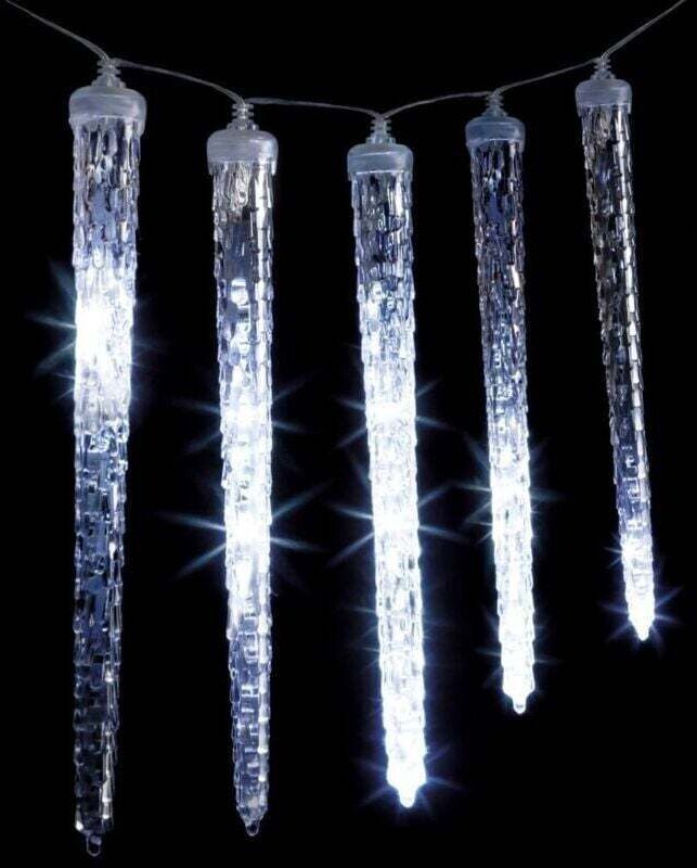 LED-Eiszapfen-Vorhang mit 81 LEDs, 10 Eiszapfen und Tropfeneffekt, 3,6 m, Außenbeleuchtung, Kaltweiß – Feeric Lights & C...