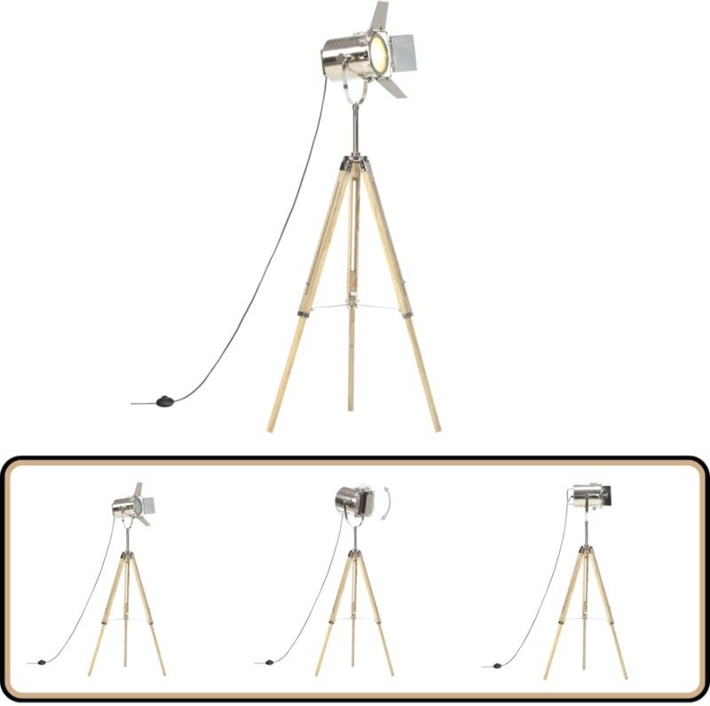 Stehleuchte Dreibein Massivholz Mango 140 cm - Stehlampe - Vintage Lampe - Holzhilfe - Wohnzimmer Dekoration - Industrie...