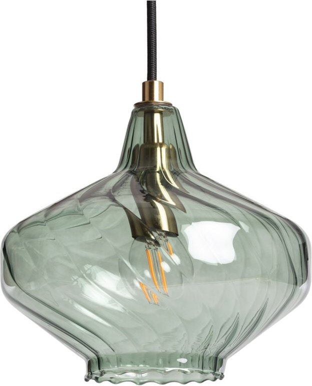 Pendelleuchte Glas Blas Olivengrün