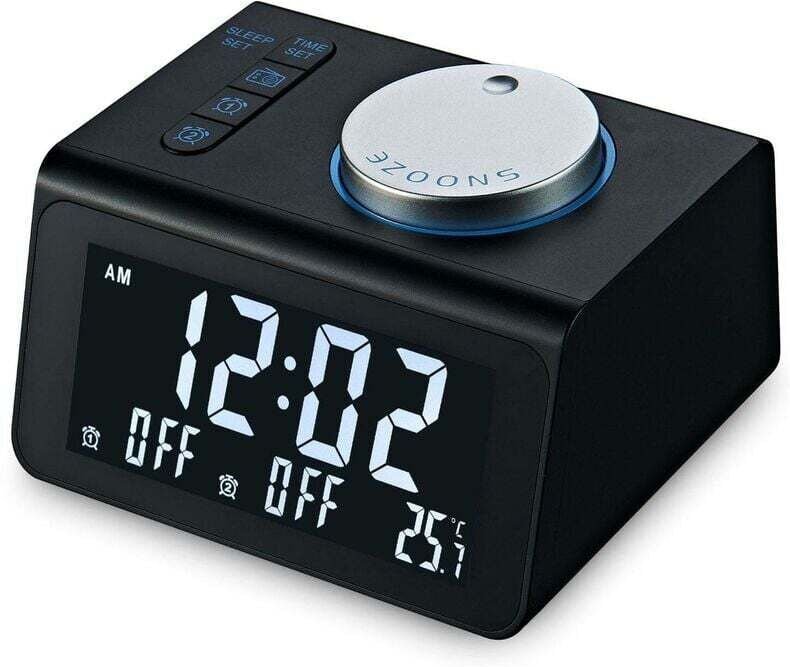 Intelligente Wecker für Schlafzimmer, Nachtlicht, digitaler Wecker mit UKW-Radio, einstellbare Lautstärke, Anzeige, Temp...