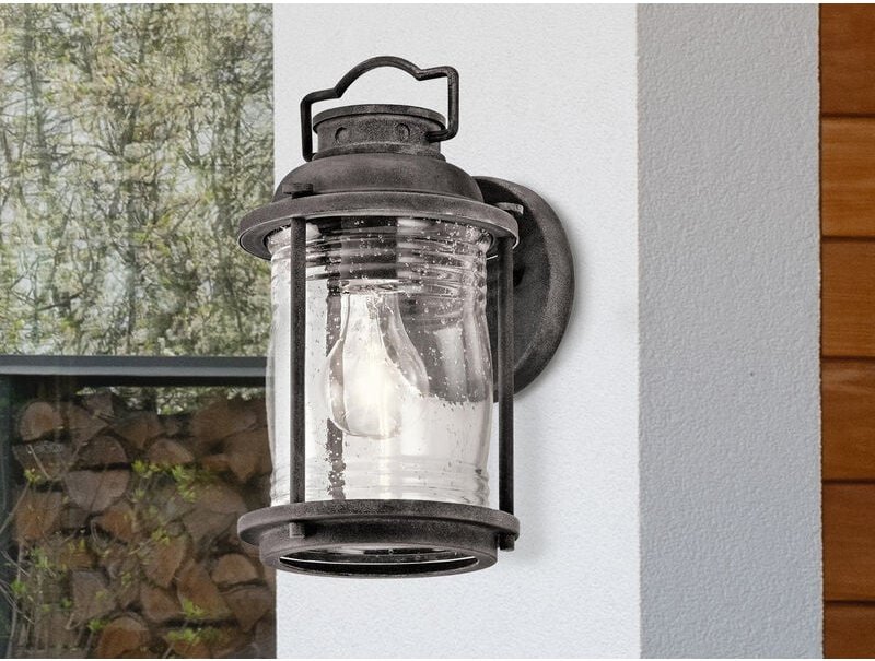 Thumbnail - Meinewunschleuchte - led Industrial Wandlaterne für Innen & Außen, Anthrazit Höhe 28cm