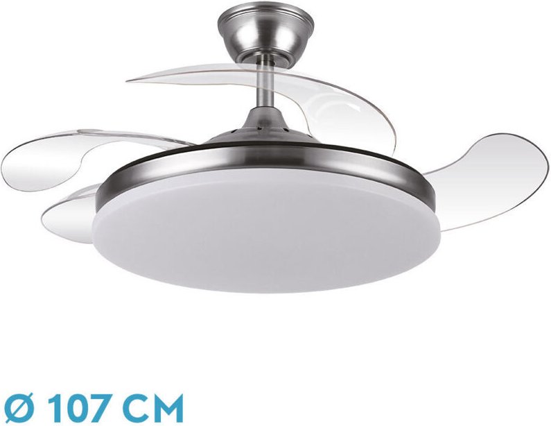 DC "Trident" dimmbarer Deckenventilator mit Fernbedienung (59W 3CCT 6980lm) Nickelfarbe