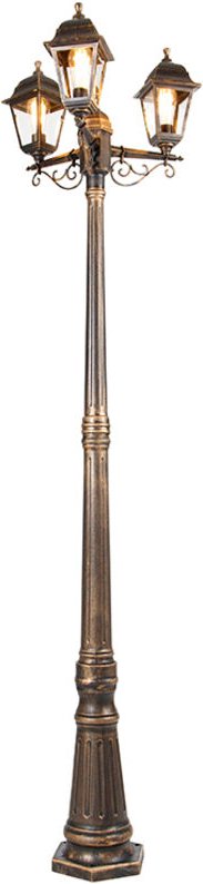 Qazqa - Smart Laterne Antik Gold 3-flammig IP44 inkl. Wifi ST64 - Capital