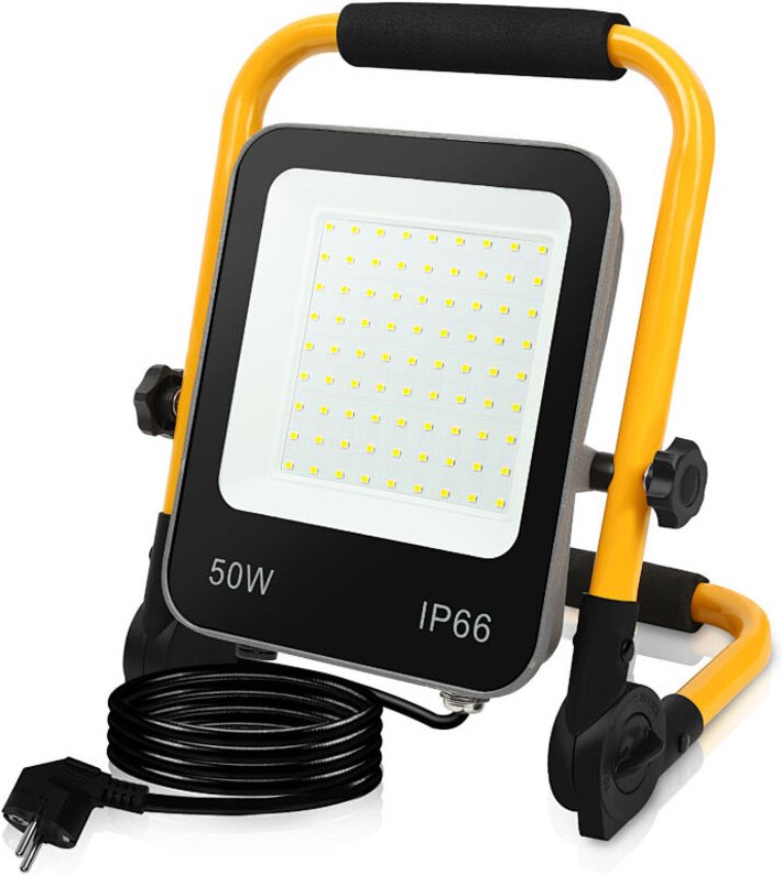 Randaco LED Baustrahler Arbeitsleuchte 50W 5100LM Kaltweiß LED Fluter mit 3M Kabel und Wasserdicht IP66 Strahler für Inn...