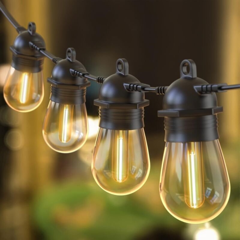 IP65 Wasserdichte, verbindbare Lichterkette für den Außenbereich, 15 m, 15 S14 LED-Lampen, Sommerdekoration für Hochzeit...