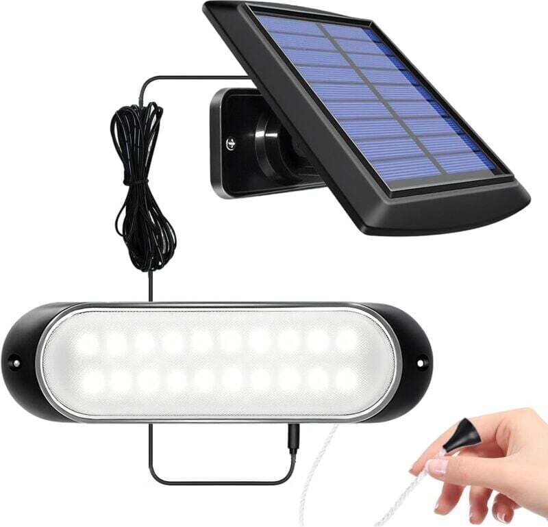 Vtizikl Lampe Solaire Suspendue d'intérieur d'extérieur IP65 étanche 20LED Lumière Solaire d'appentis avec String Contro...