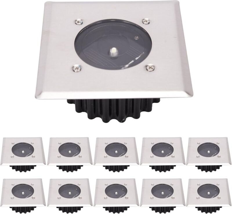 LED-Solar-Bodenleuchte, 10er-Pack, Außenleuchte, Straßenlaterne, vergrabene Leuchte, wasserdicht IP65 (kaltweiß)