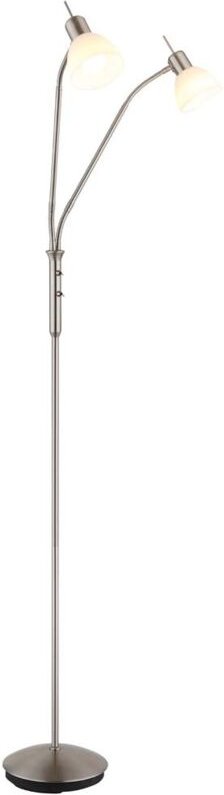 Stehlampe Standleuchte Bürolampe Metall Nickel matt 2 flammig LED Flexo H 152 cm