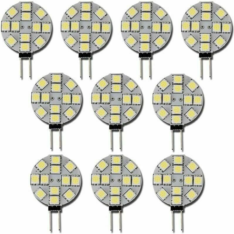 10 x G4-LED-Leuchtmittel, DC 12 V, nicht dimmbar, weiß, 6000 K, Ersatz-Glühbirne, 20 W, Halogenlampe für Küche, Wohnmobi...