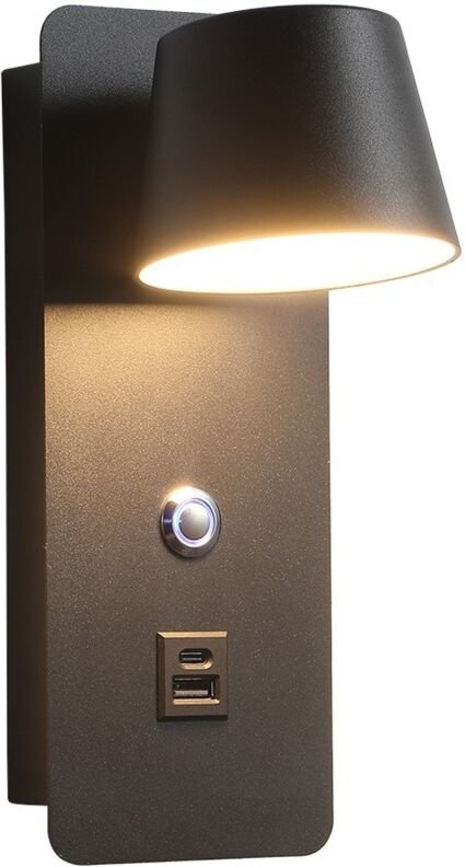 Applique murale LED rotative, applique murale de lecture rotative en métal avec port de chargement USB veilleuse blanc c...