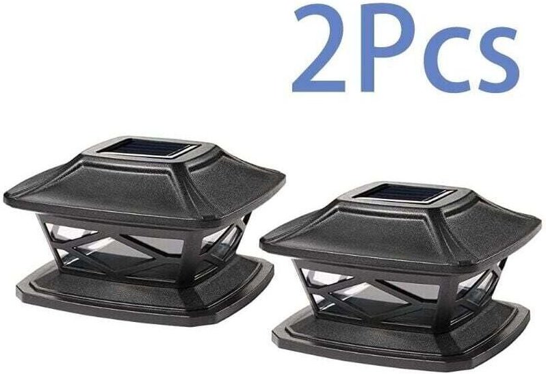 2 Stück wasserdichte LED-Solar-Hutpfostenleuchten für den Außenbereich, geeignet für dekorative Zäune und Straßen (Schwa...