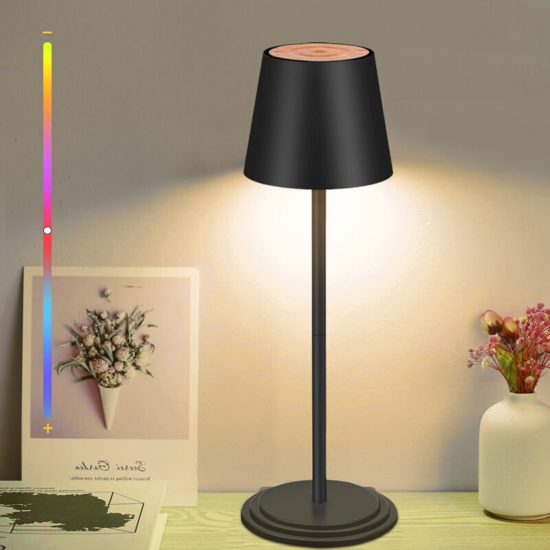 Kabellose Tischleuchte, dimmbar, RGB, Timer, LED-Tischleuchte, Touch-Lampe für Esstisch und Nachttisch, Schwarz