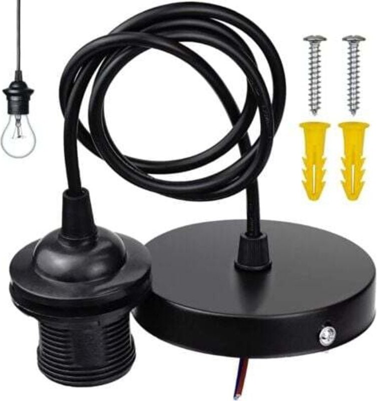 Aufhängungsmontage-Kabel-Pendelleuchte, E27-Lampenfassung, hängendes Pendelzubehör mit 1 m Kabel für Bar, Café, Bekleidu...