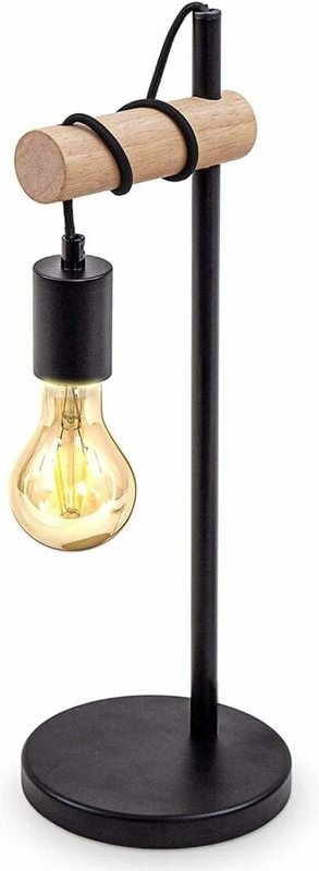 Comely - Tischlampe, Retro-Design-Leselampe, Holz & Metall, Büro- und Schlafzimmerbeleuchtung, Nachttischlampe, für LED-...