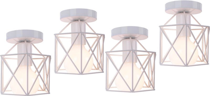 Deckenleuchte Vintage Deckenlampe mit Ø15cm Würfel-Form Käfig Semi-Flush Mount Licht mit E27 Fassung für Loft Esszimmer ...