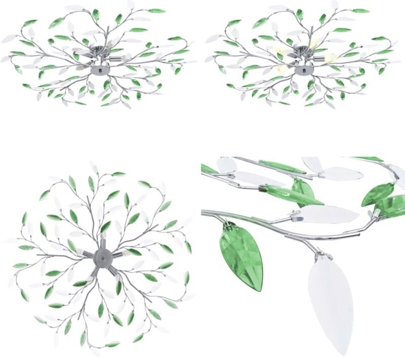 Vidaxl - Deckenleuchte mit Acrylglas-Blätter für 5 x E14-Lampen Grün - Deckenleuchte - Deckenleuchten - Home & Living - ...