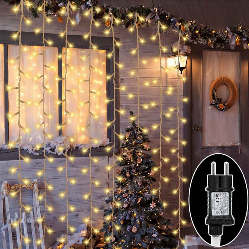 Wolketon 20m 200 LED Lichterkette Eisregen LED-Lichtervorhang Weihnachtsbaumbeleuchtung Weihnachtsbeleuchtung Innen Auße...