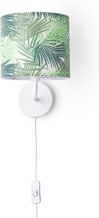 Tischlampe Schreibtischlampe Wandlampe Stoff Nachttisch E14 Blumen Jungle Deko Wandleuchte - Weiß, Design 3 (Ø18 cm) - P...