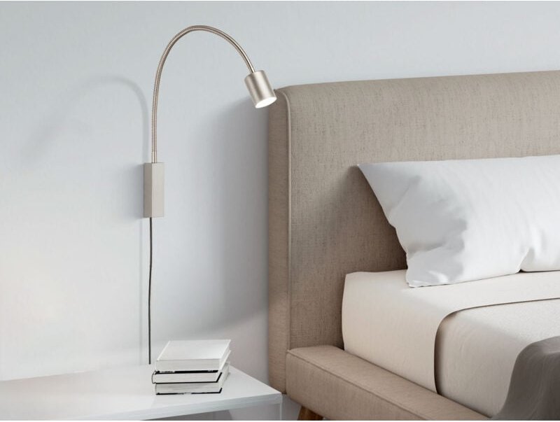 Thumbnail - Wandleuchte & Bettleuchte JUSTI Silber, Schwanenhals Leseleuchte, Breite 6cm