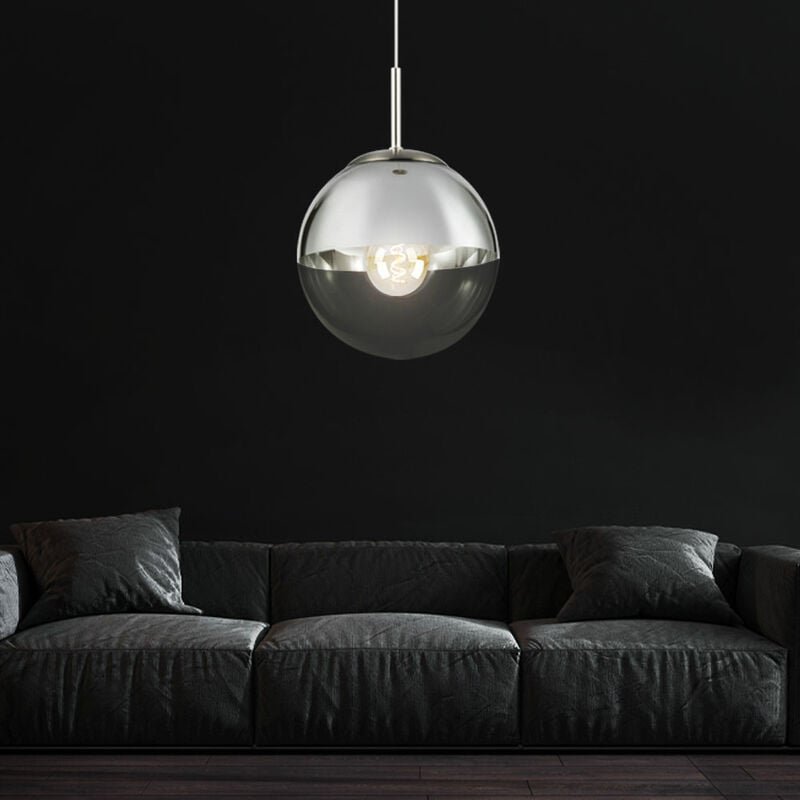 Etc-shop - Decken Pendel Leuchte Wohn Zimmer Glas Kugel Hänge Lampe chrom klar im Set inkl. led Leuchtmittel