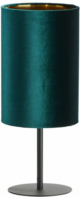 Tischlampe Stoff Metall in Grün Gold 52 cm hoch E27 Nachttischlampe Tischleuchte