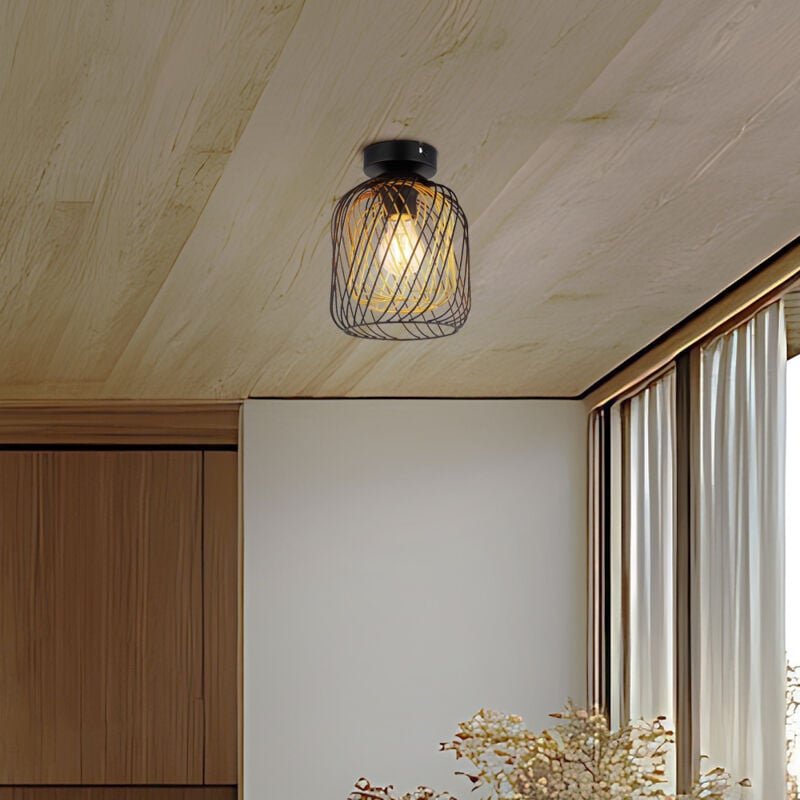 Thumbnail - Globo Lighting - Deckenlampe Deckenleuchte Wohnzimmerlampe Metall Gitter schwarz gold h 24,5 cm