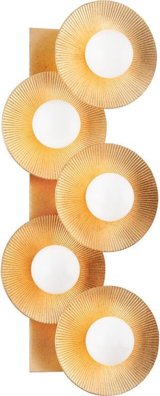 Emerald 5 Licht Wandleuchte Vintage Blattgold - Hudson Valley