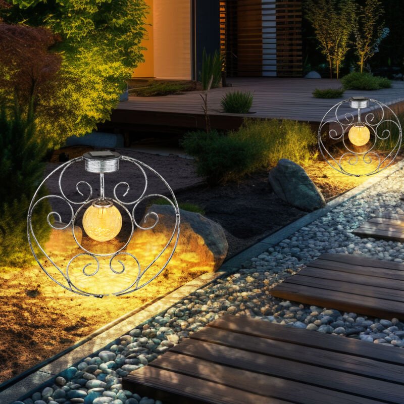 Thumbnail - Solarlampe Gartenlampe orientalische Glaskugel Dekoleuchte Solar Solarleuchte Metall für Außen, Metall Glas, Erdspieß, 1...