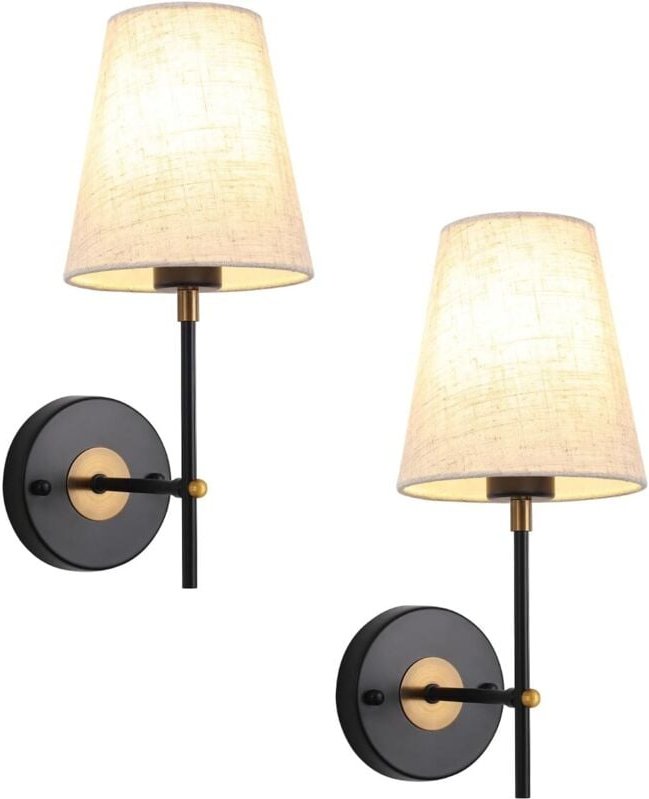 Vintage Industrielle Wandleuchte für den Innenbereich, 2er Set Schwarz-Gold Wandleuchten für Schlafzimmer, Wandbeleuchtu...