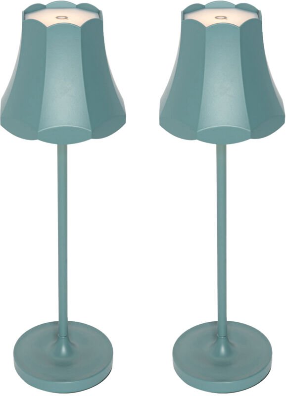 Set aus 2 Retro-Tischleuchten Mineralblau wiederaufladbar IP44 - Granny