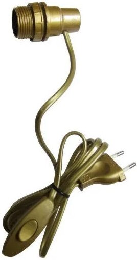 Electraline - Adapter Glühbirne Flasche E14 mit Schalter und Stecker 2x0.75 auf 1.5m, Gold
