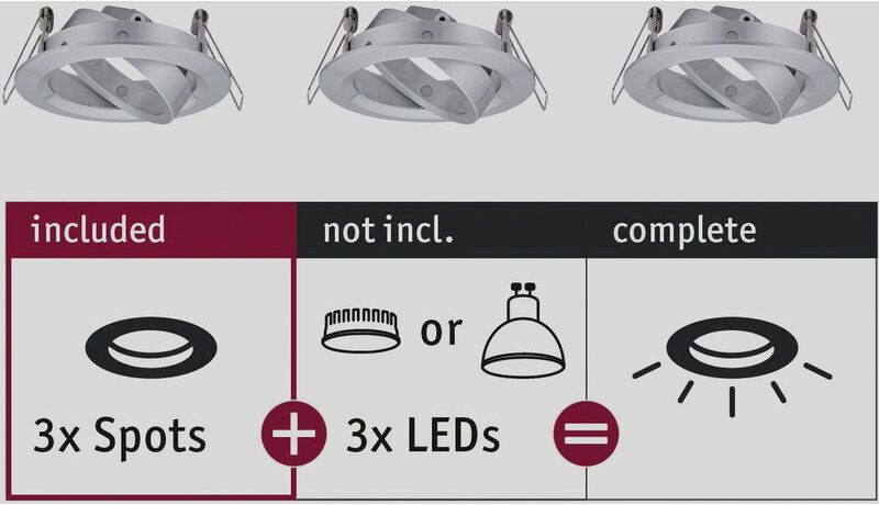Paulmann - 92490 ebl Choose Einbauring 3er Set 10 w Aluminium (gedreht)
