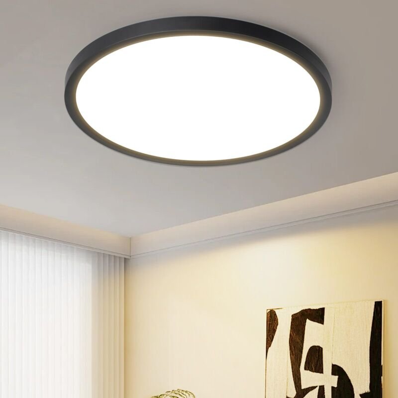 Deckenlampe led Deckenleuchte Flach - Schlafzimmerlampe 18CM Badezimmerlampe 15W Küchenlampe Schlafzimmer Schwarz Decken...