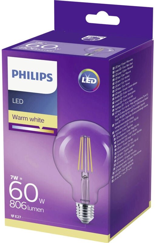 Philips - led 929001387901 led eek e (a - g) E27 Globeform 7 w = 60 w Warmweiß (ø x l) 95 mm x 140 mm