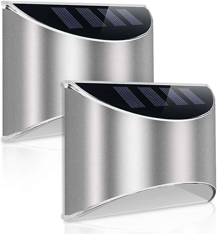 Solarlampe für den Außenbereich, leistungsstarke Wandleuchte aus Edelstahl mit wasserdichtem LED-Licht, Straßenlaterne, ...