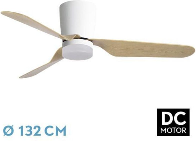 Dc Deckenventilator 'Kochi' dimmbar mit Fernbedienung und Timer (18W 3CCT 2350lm) weiß und buche